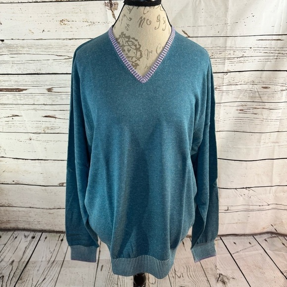 Peter Millar V-neck Silk Cotton and Cashmere Sweater XL